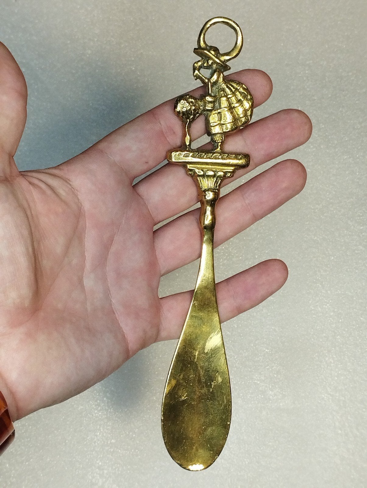 Vintage bronzen schoenlepel, maat 19,5 cm, Antiek en Kunst, Ophalen of Verzenden
