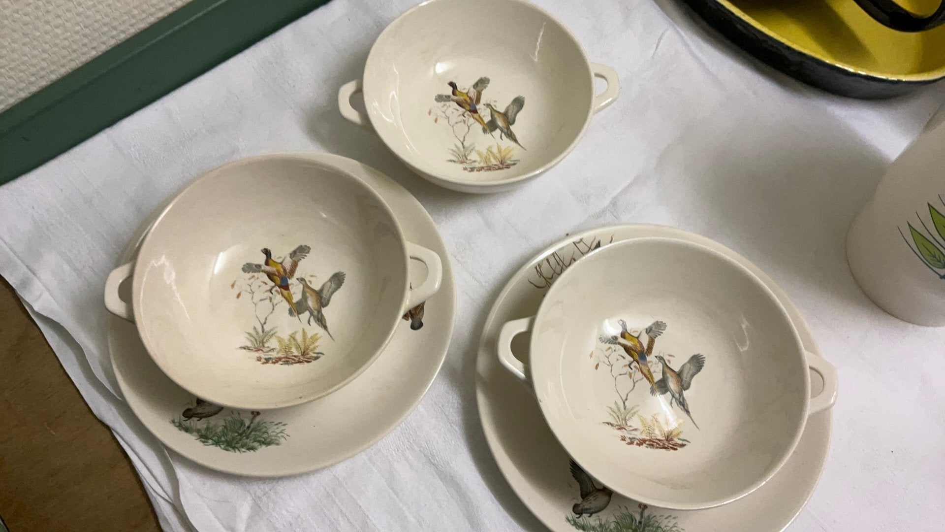 Villeroy en boch soepkoppen, fazant, brocante, Antiek en Kunst, Ophalen of Verzenden