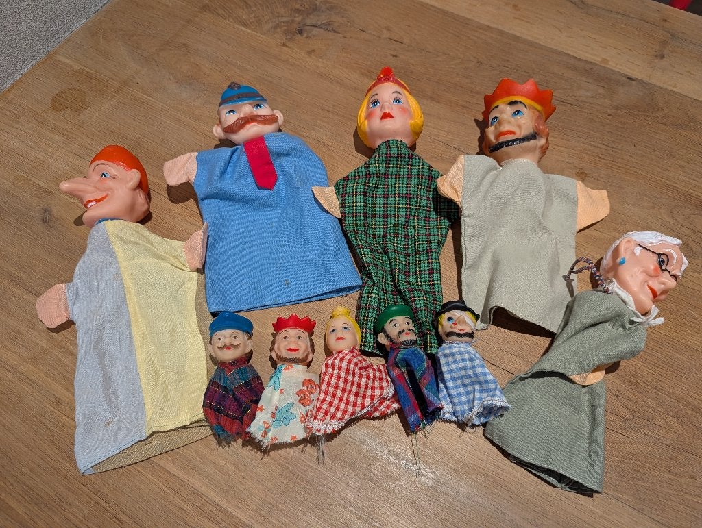 10 vintage poppenkastpoppen en vingerpoppen – jaren 80/90, Verzamelen, Ophalen of Verzenden, Gebruikt