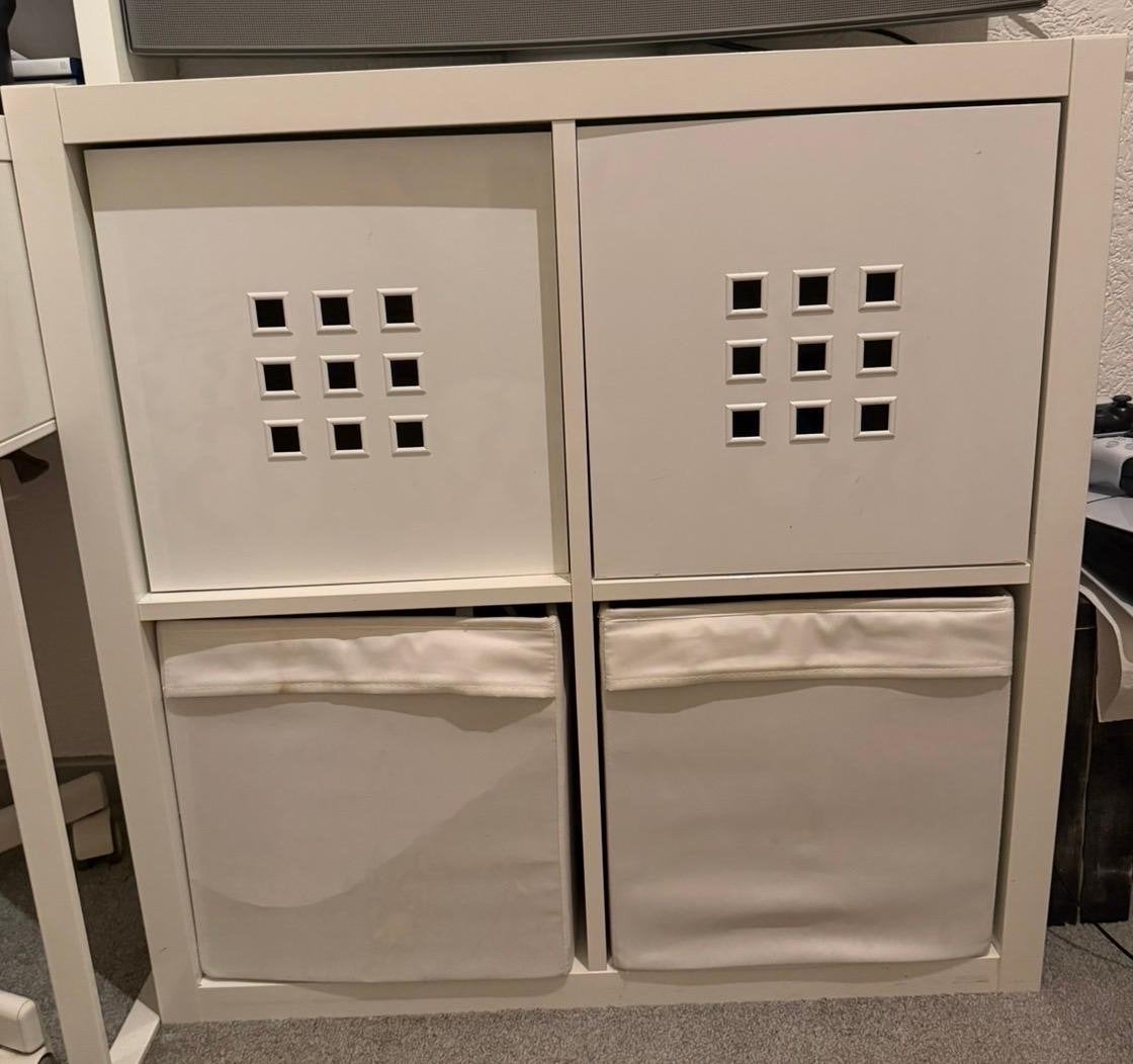 Ikea Kallax kast met 4 opbergmanden, Huis en Inrichting, Ophalen, Gebruikt