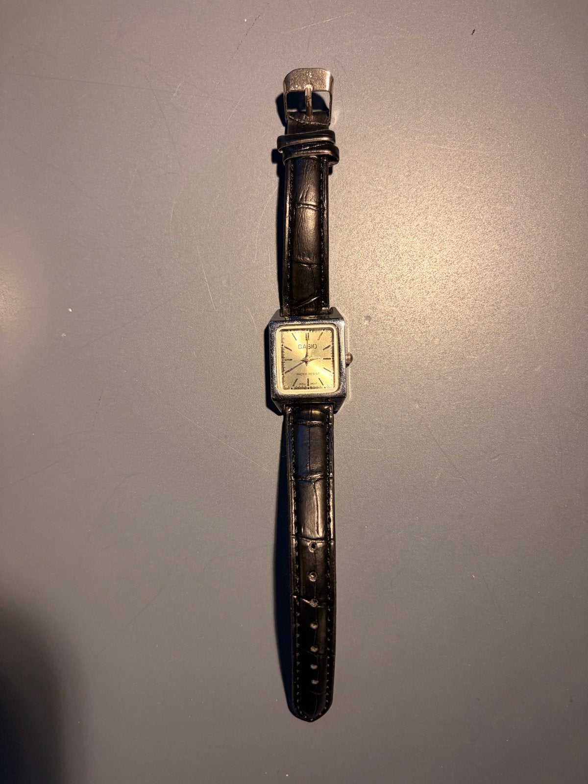 Vintage Casio Tank Horloge - Zo goed als nieuw met doosje, Overige merken, Leer, Staal, Verzenden