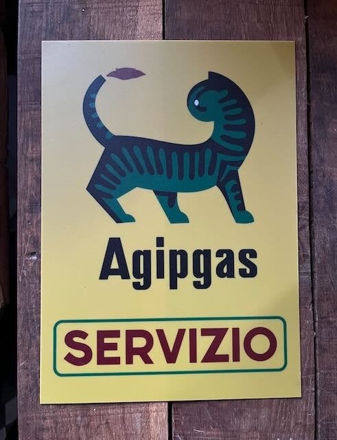 AGIPGAS Servizo reclamebord 25x35Cm, Ophalen of Verzenden, Zo goed als nieuw, Reclamebord