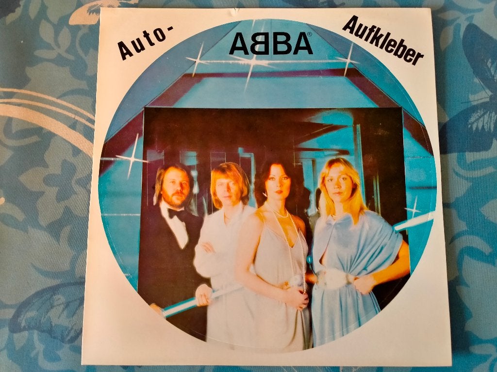 Abba Bjorn Benny Anni-Frid vintage muziek grote sticker RARE, Ophalen of Verzenden, Gebruikt, Overige typen
