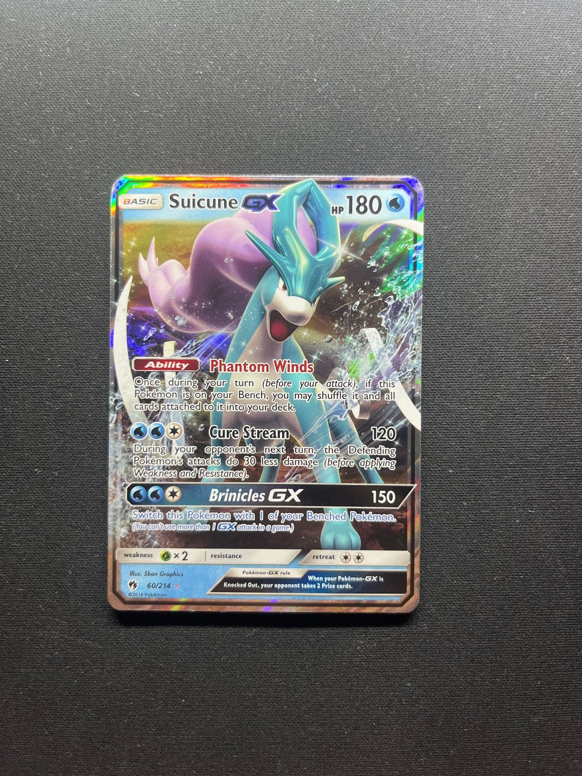 Suicune GX Full Art Pokémon Kaart (Cosmic Eclipse), Ophalen of Verzenden, Zo goed als nieuw, Losse kaart, Foil