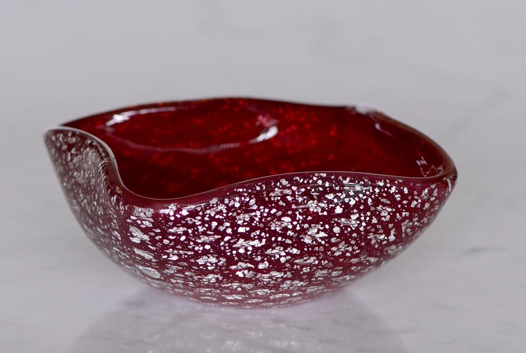 ✅ MURANO vide-poches rood zilver retro  1950, Ophalen of Verzenden