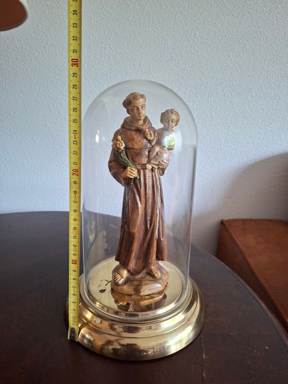 Heilig beeld St. Antonius met kindje Jezus in stolp, Ophalen of Verzenden, Gebruikt, Beeld(je), Christendom | Katholiek