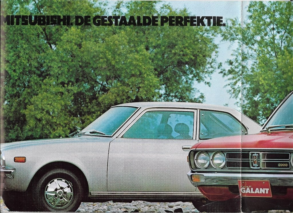 Folder MITSUBISHI Colt Lancer en Galant, 1974/1975 (NL)., Mitsubishi, Ophalen of Verzenden, Mitsubishi, Zo goed als nieuw