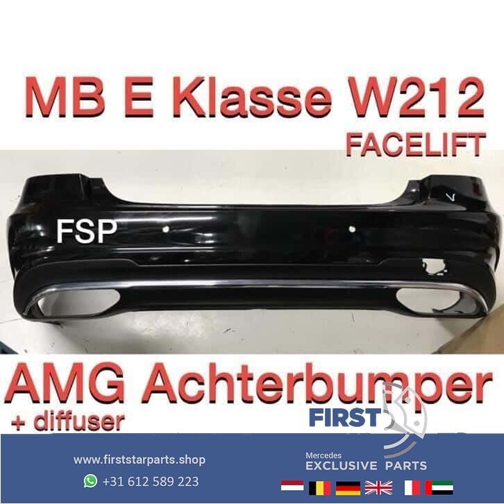 W212 AMG Facelift Achterbumper + diffuser Mercedes E Klasse, Gebruikt, -, Ophalen of Verzenden, Achter