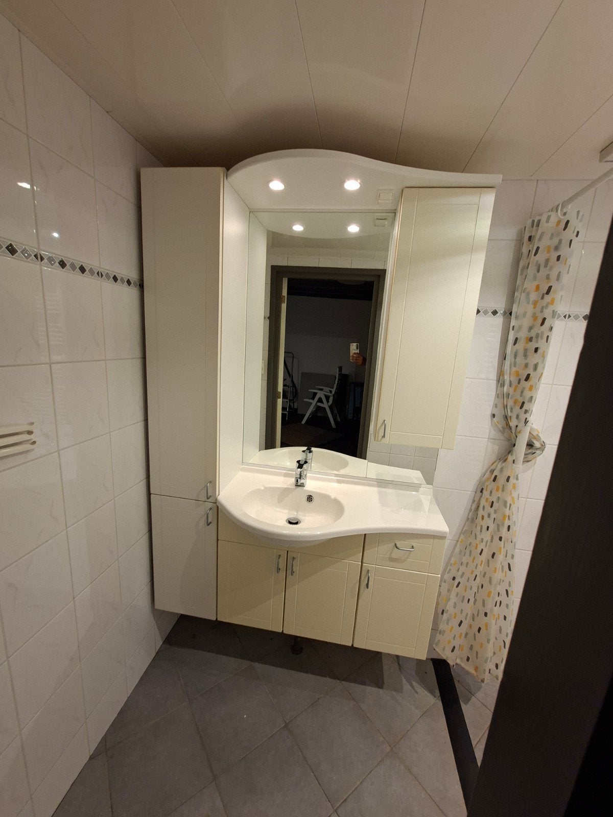 Badkamermeubelset met wastafel, spiegel en kasten, Huis en Inrichting, Ophalen, Gebruikt, 100 tot 150 cm, 200 cm of meer