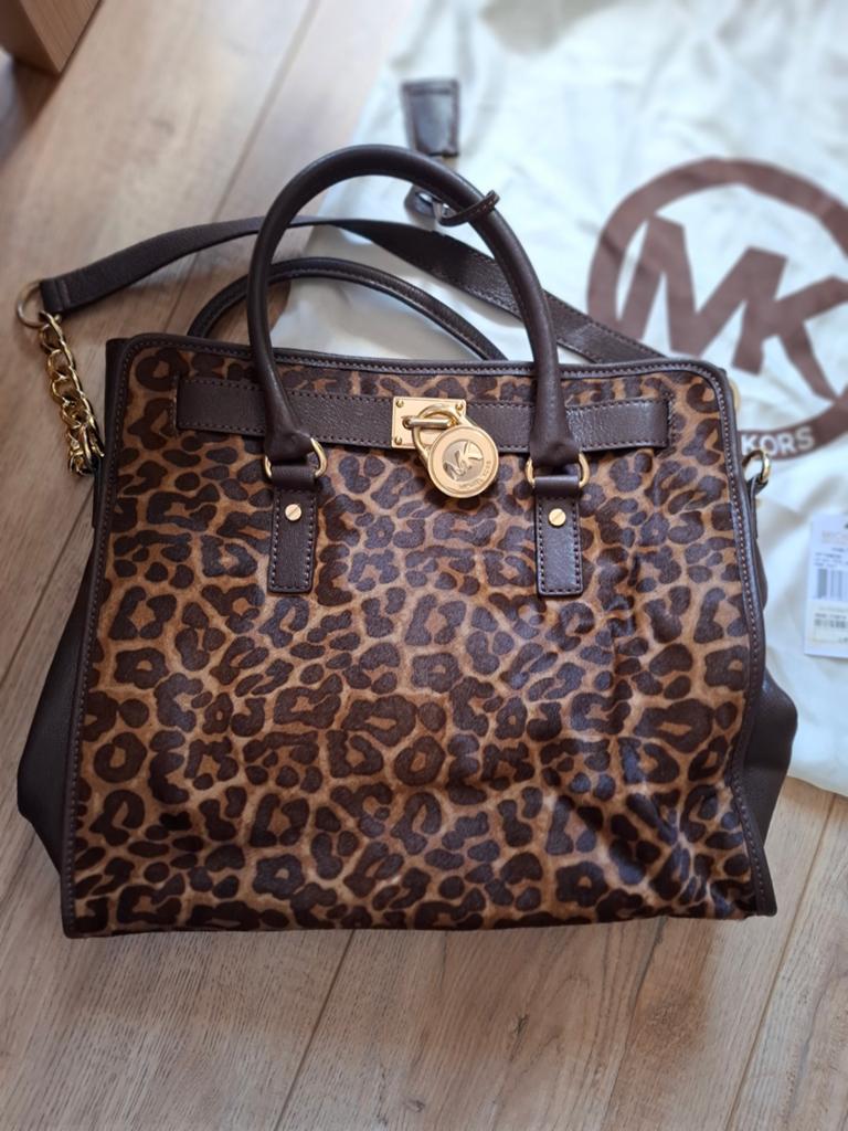 Michael Kors Hamilton Tas - Leopard Print, Ophalen of Verzenden, Zo goed als nieuw, Handtas