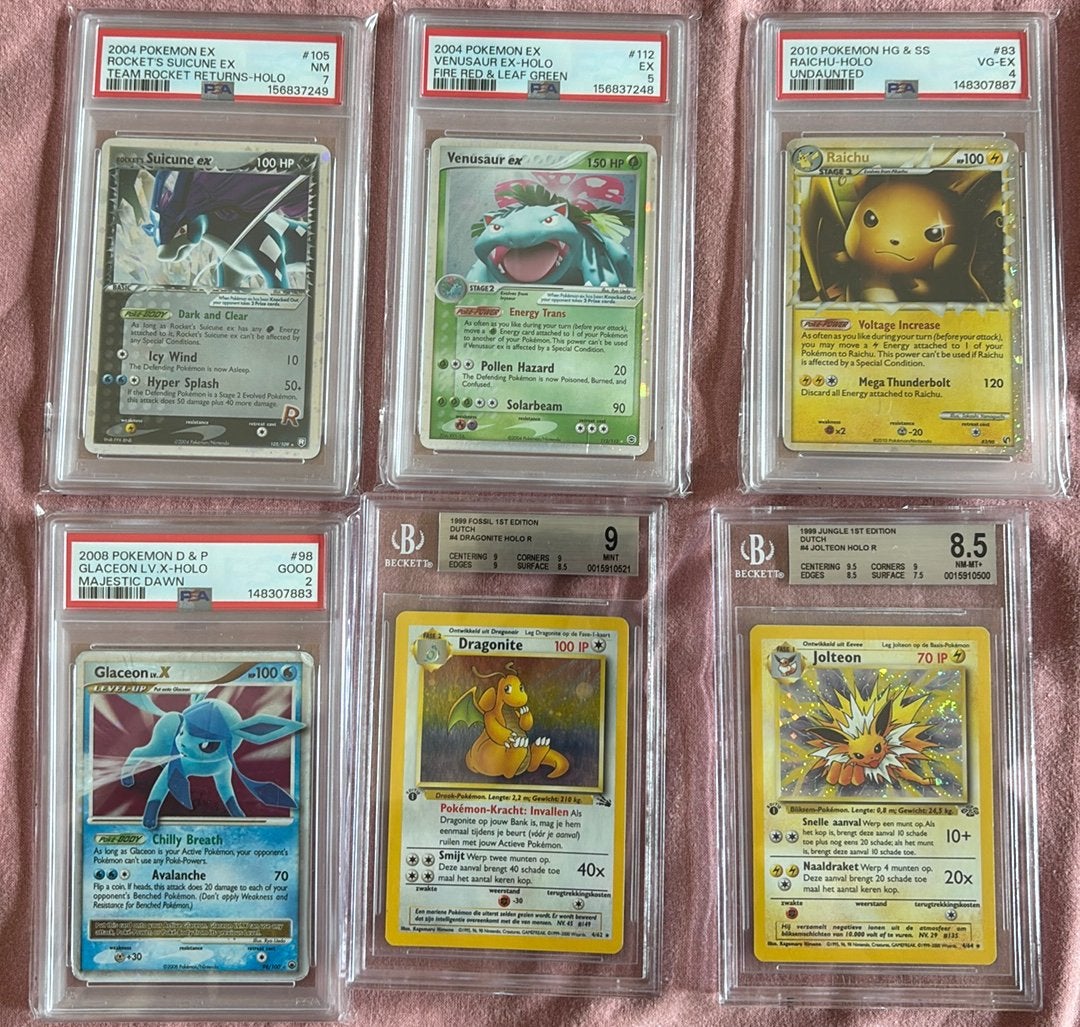 Pokemon slabs, psa, bgs, oude kaarten, 1st edition, ex era, Ophalen, Zo goed als nieuw, Meerdere kaarten