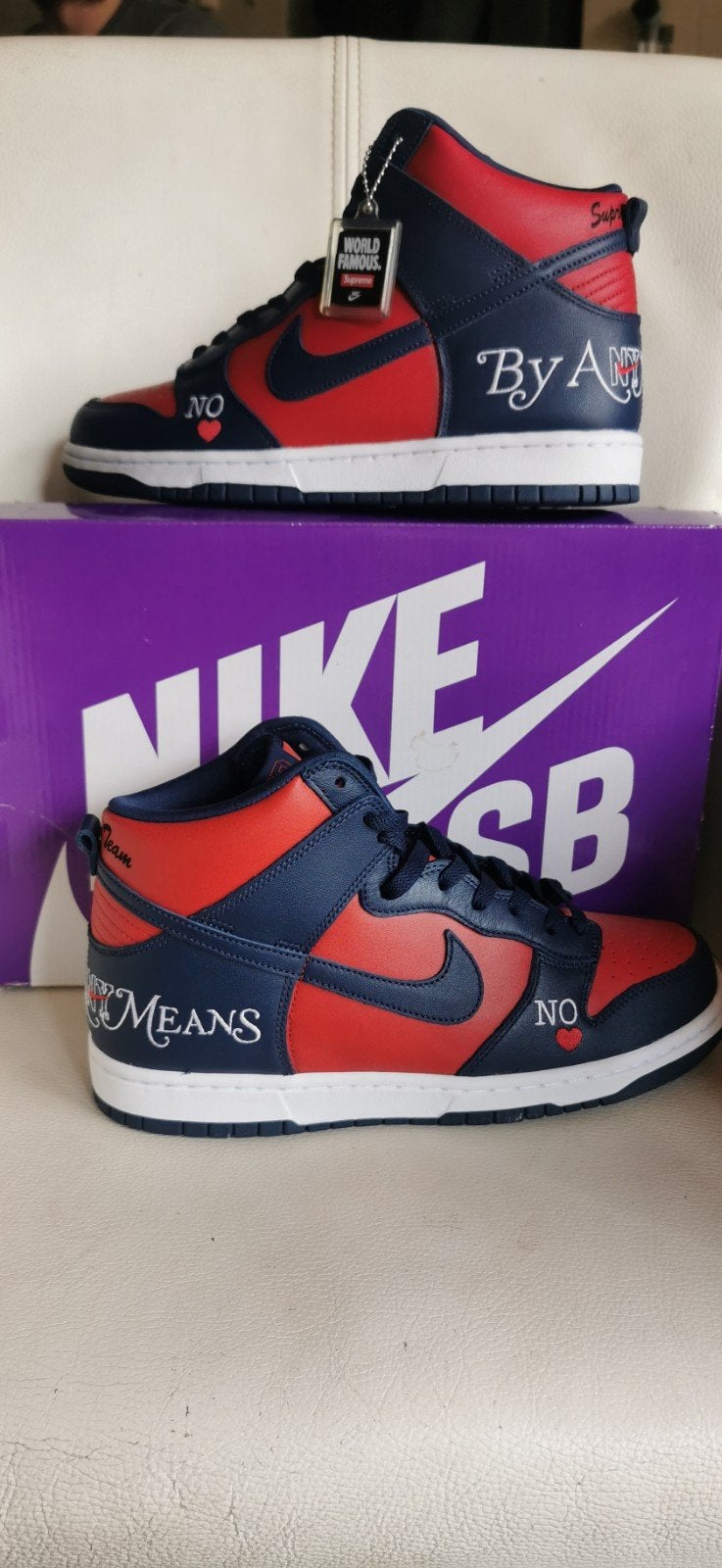 Nike SB Dunk High Supreme By Any Means Red Navy, Kleding | Heren, Schoenen, Blauw, Nike, Nieuw, Ophalen of Verzenden