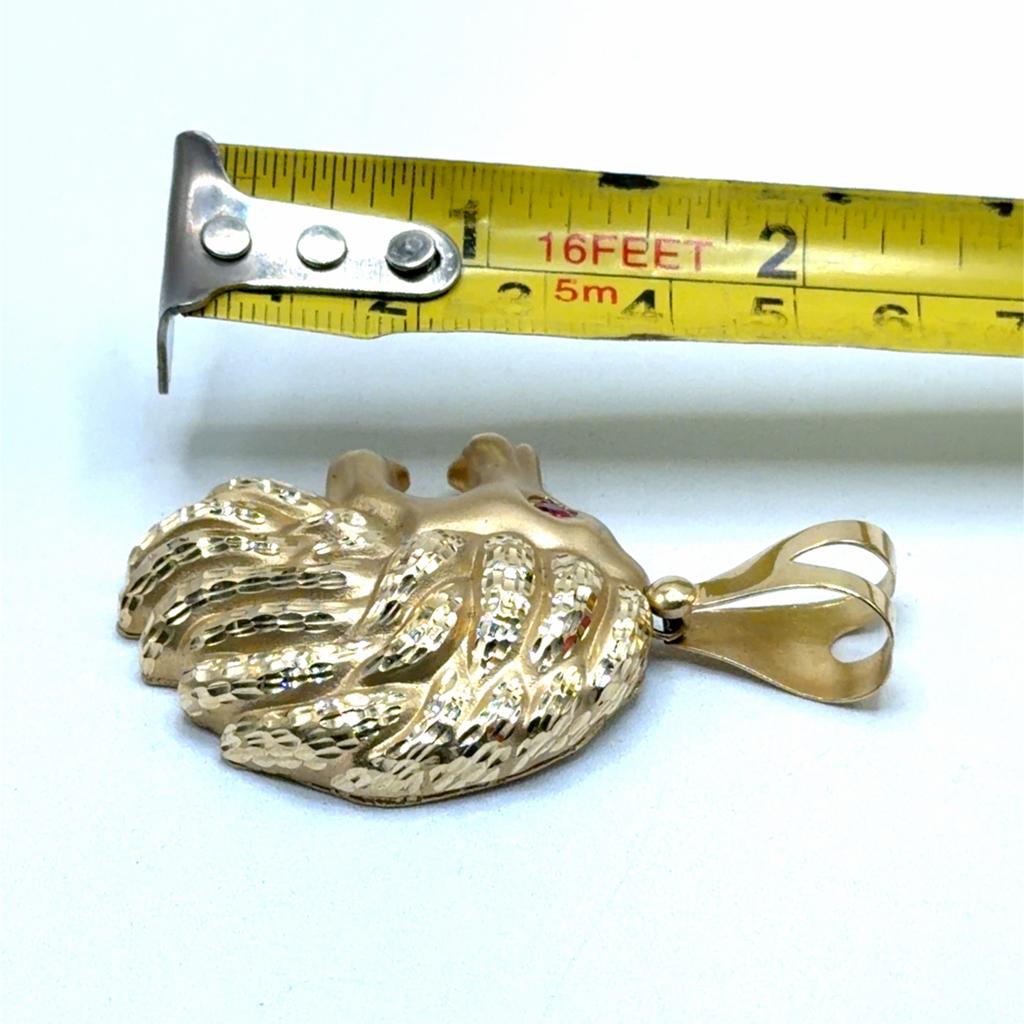 Gouden Leeuwenkop Hanger met Robijn Ogen, Www.bredajuwelier.nl, Nieuw, Ophalen of Verzenden, Met edelsteen