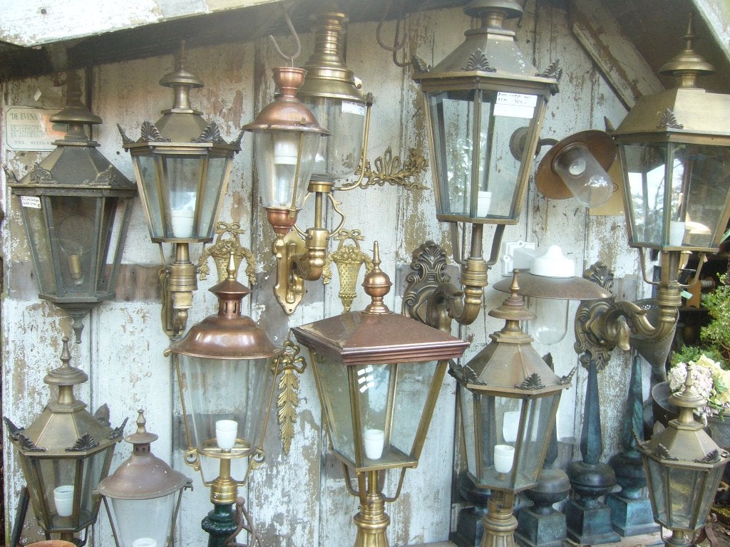 Zeer degelijke grote bronzen buitenlamp gevellamp vierkant, Ophalen, Nieuw