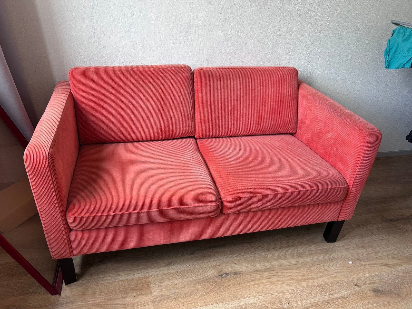 Leuk corduroy oranje bankje, Ophalen, Tweepersoons, 75 tot 100 cm, Zo goed als nieuw
