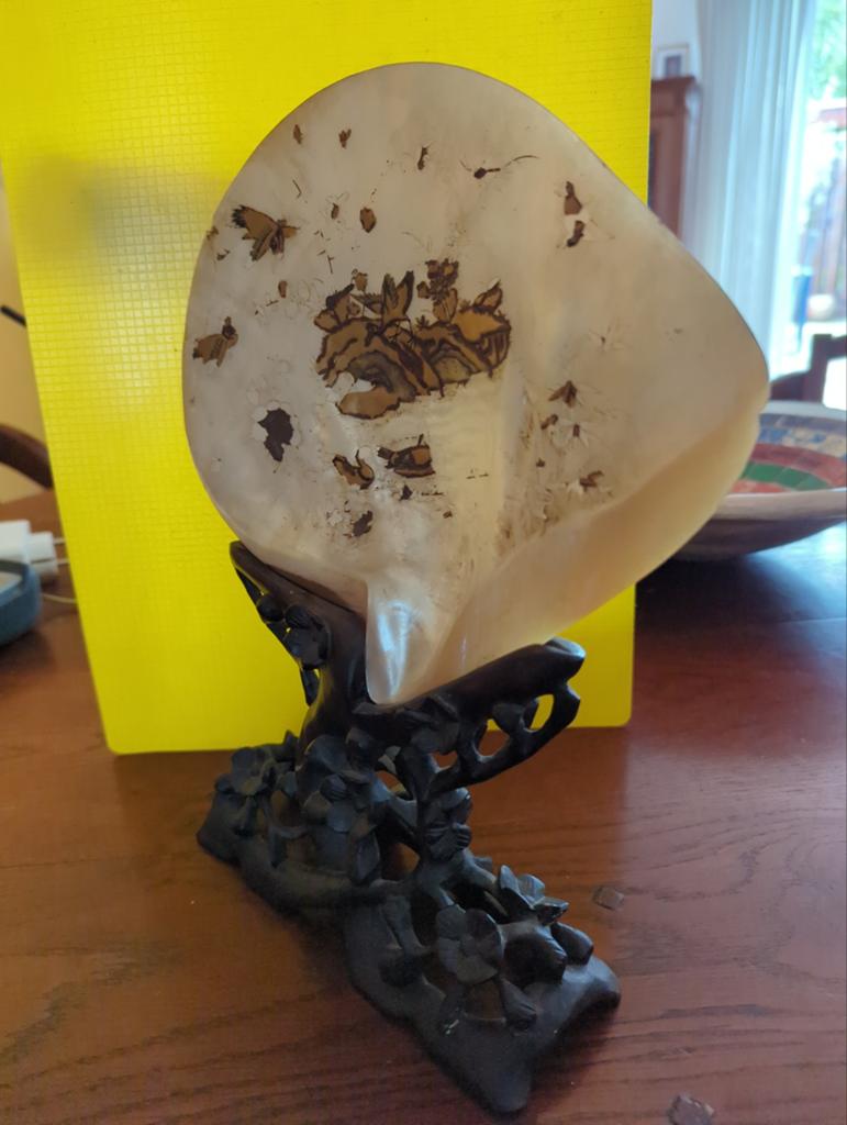 Groot Aziatisch decorobject van Natuurlijke parelmoer schelp, Ophalen of Verzenden