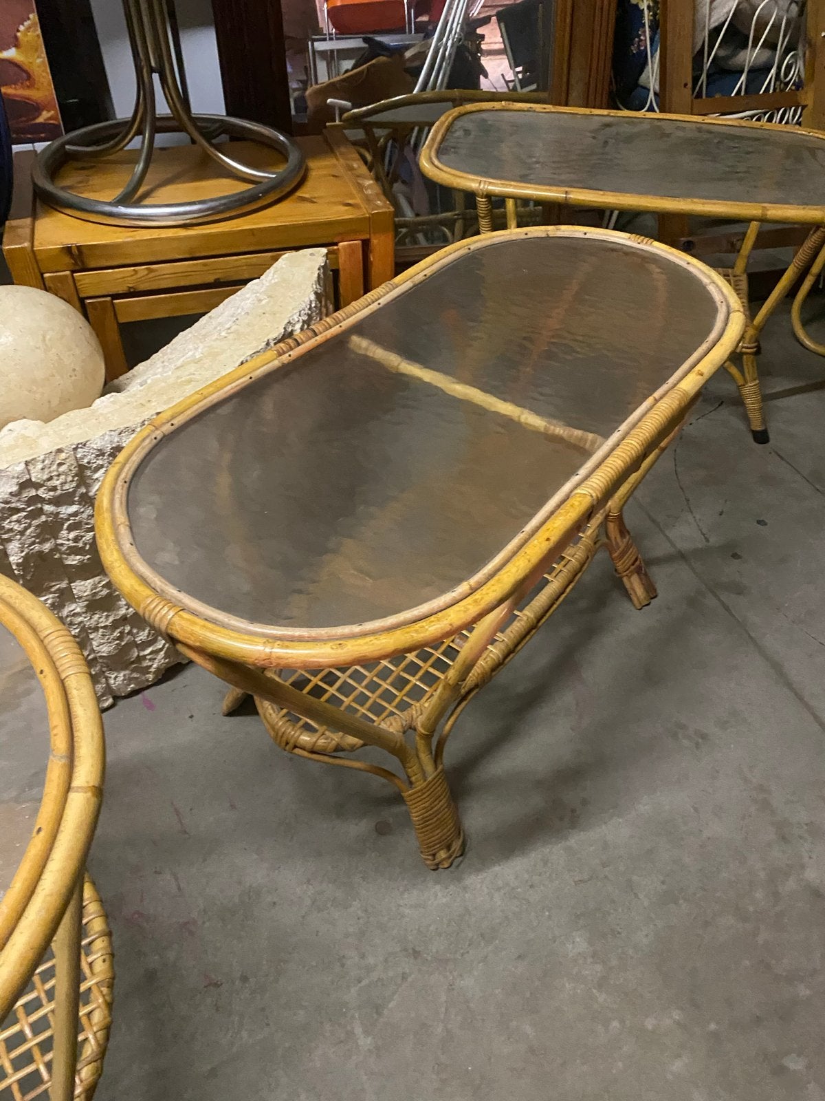 ROHE Noordwolde Bamboe Rotan Vintage Design '60 salontafels, Ophalen, Overige materialen, Gebruikt, 50 tot 100 cm