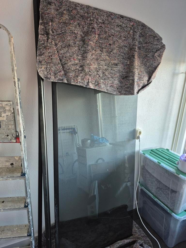 Douchewand - zwart rookglas - 80 x 200 cm, Ophalen, Overige typen, 50 tot 100 cm, Minder dan 100 cm