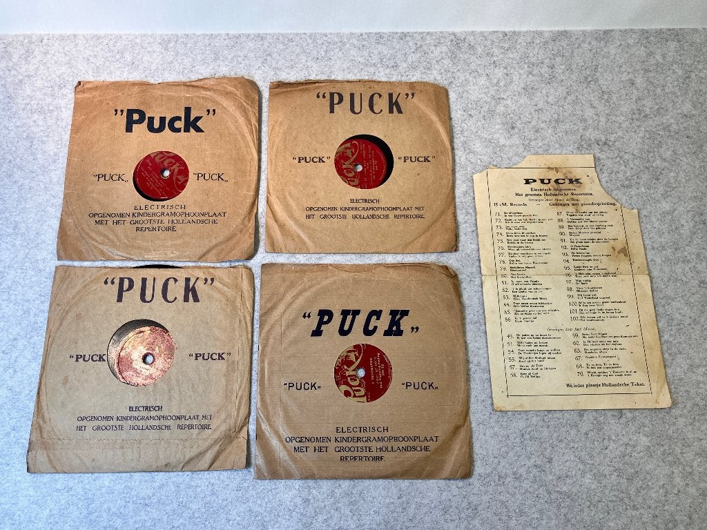 4 Puck kinderplaten 15 cm ca 1933-1935 Albert de Booy, Gebruikt, Verzenden, Overige formaten, Overige typen