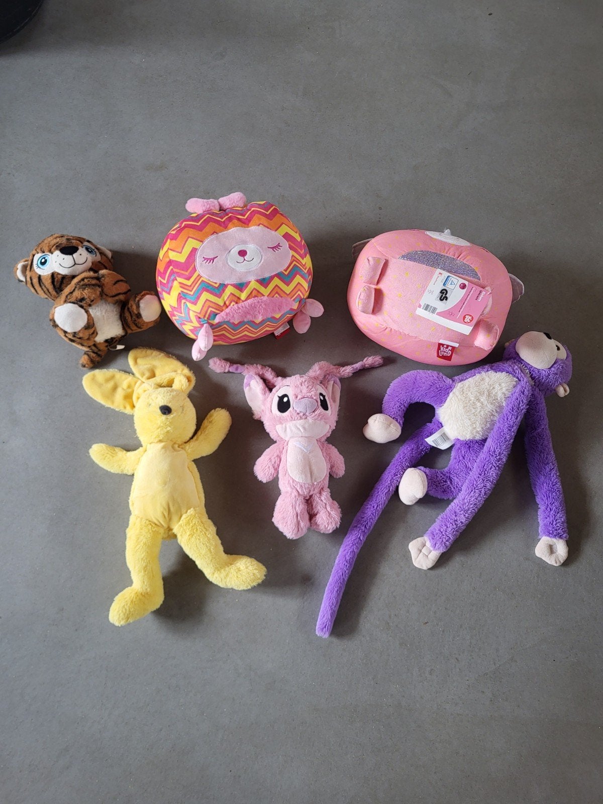 Diverse knuffels: tijger, eenhoorn, konijn, aap en meer, Gebruikt, Overige merken, Overige karakters, Ophalen of Verzenden