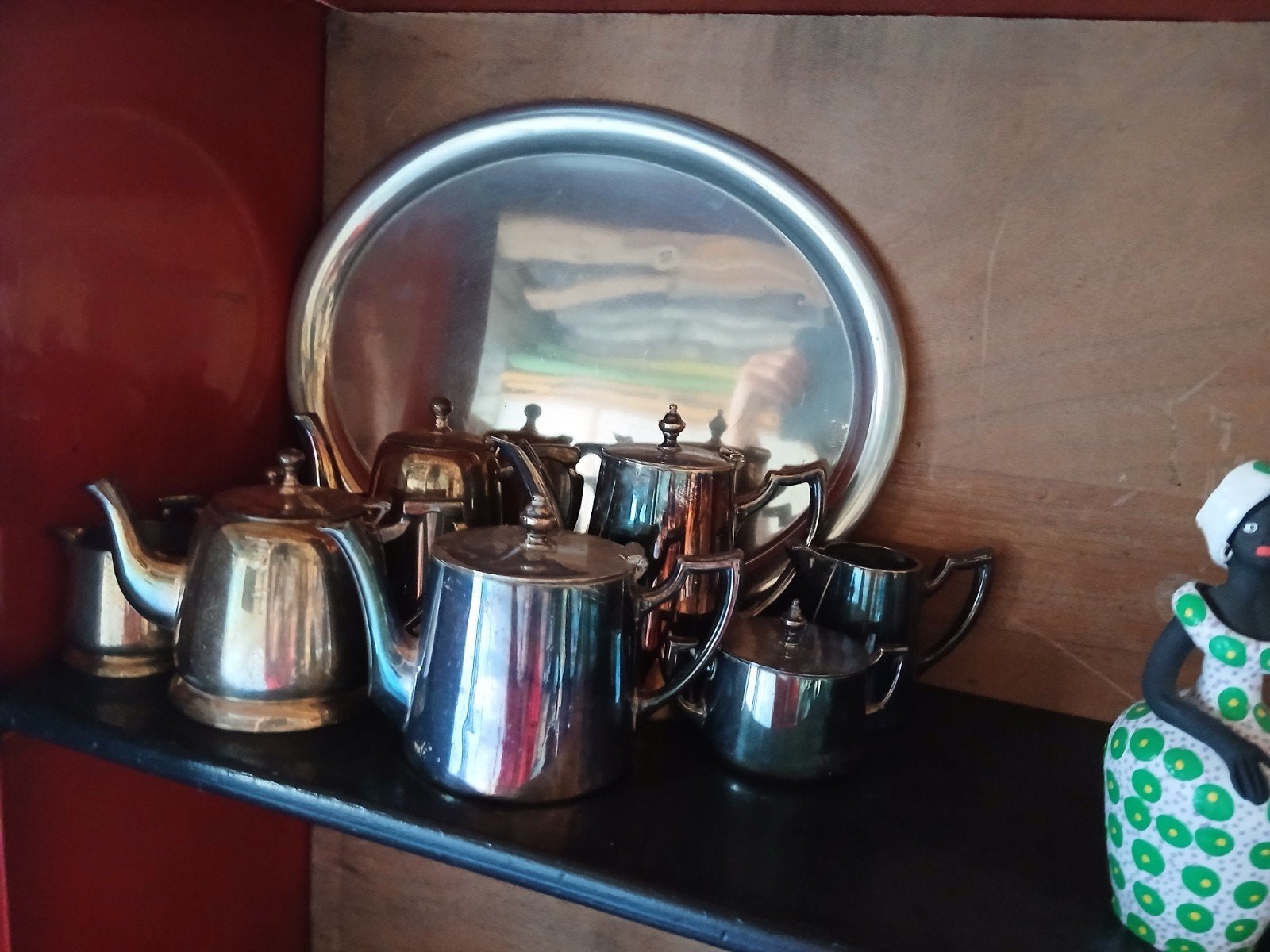 Verzilverd Koffie- en Theeservies met Dienblad, Antiek en Kunst, Ophalen of Verzenden