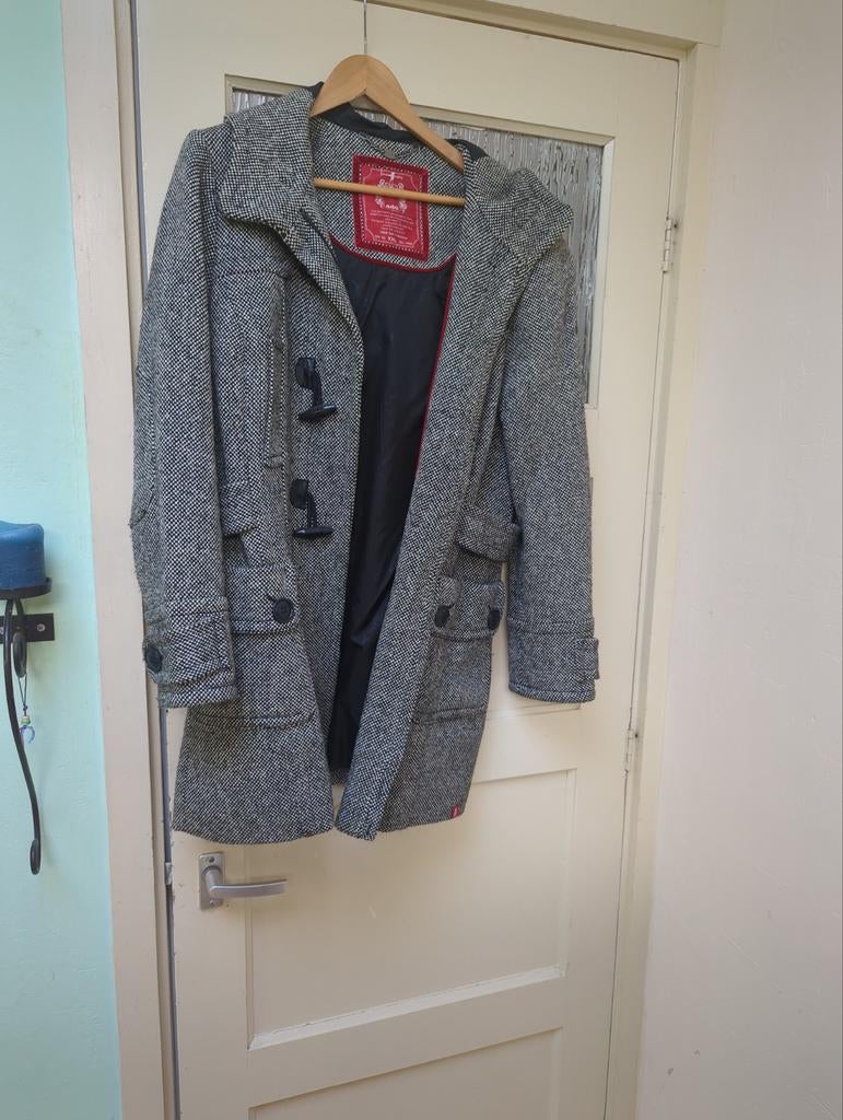 Stijlvolle Duffle Coat jas  met Capuchon xxl, Kleding | Dames, Jassen | Winter, Zo goed als nieuw, Maat 38/40 (M), Grijs, Ophalen of Verzenden
