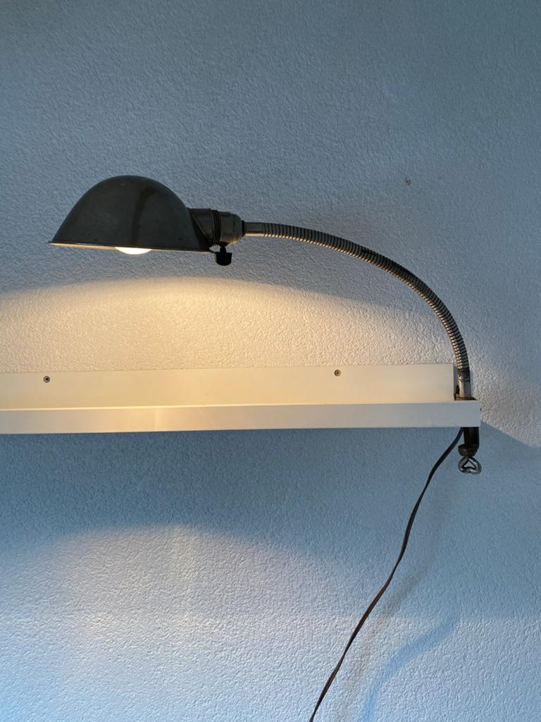 Vintage bureaulamp met gooseneck en tafelklem jaren '50/'60, Ophalen of Verzenden