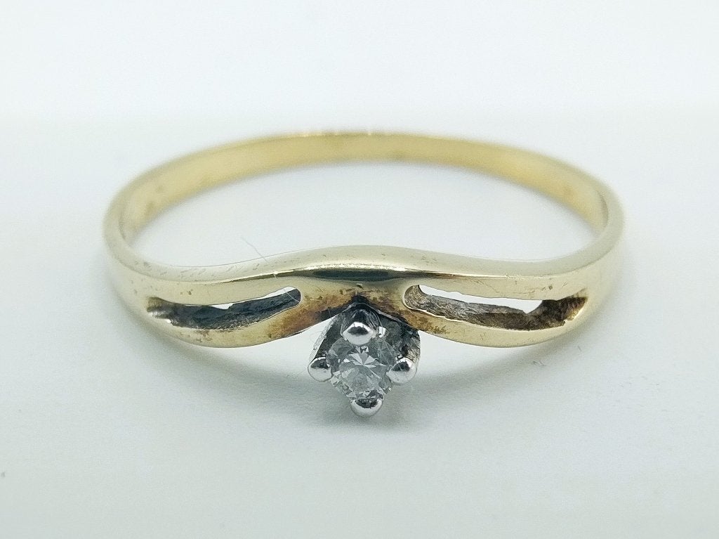 Gouden ring met diamant, 0,03 ct, 17.75 mm, Gebruikt, Info@zilverwebsite.nl, Verzenden, 17 tot 18