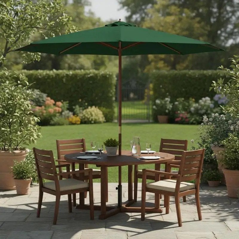 Parasol - Tuinparasol - Groen - Bruin Frame - Kantelbaar, Kantelbaar, Ophalen of Verzenden, Zo goed als nieuw, Parasolvoet