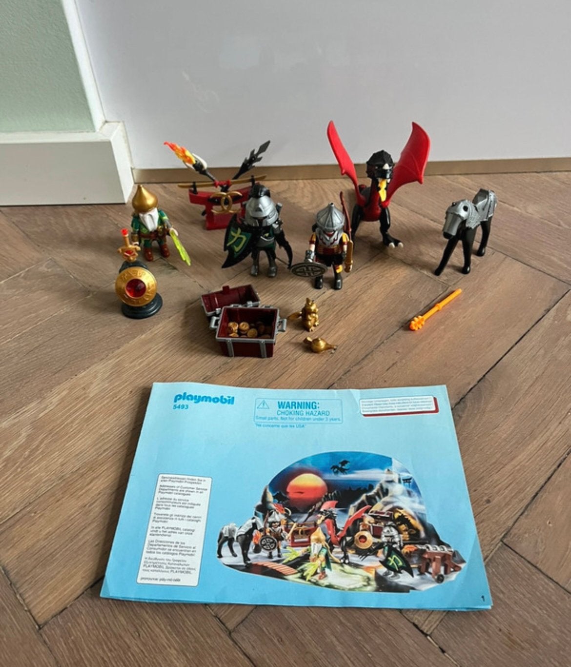 Playmobil 5493 advent ridders draken schat paard, Ophalen of Verzenden, Zo goed als nieuw, Complete set