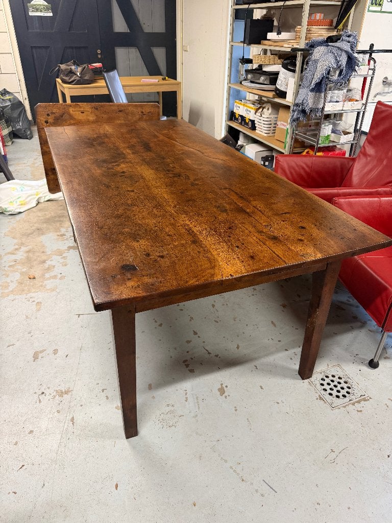 Antieke Franse eettafel 200 cm, massief hout, 19e eeuw, Ophalen
