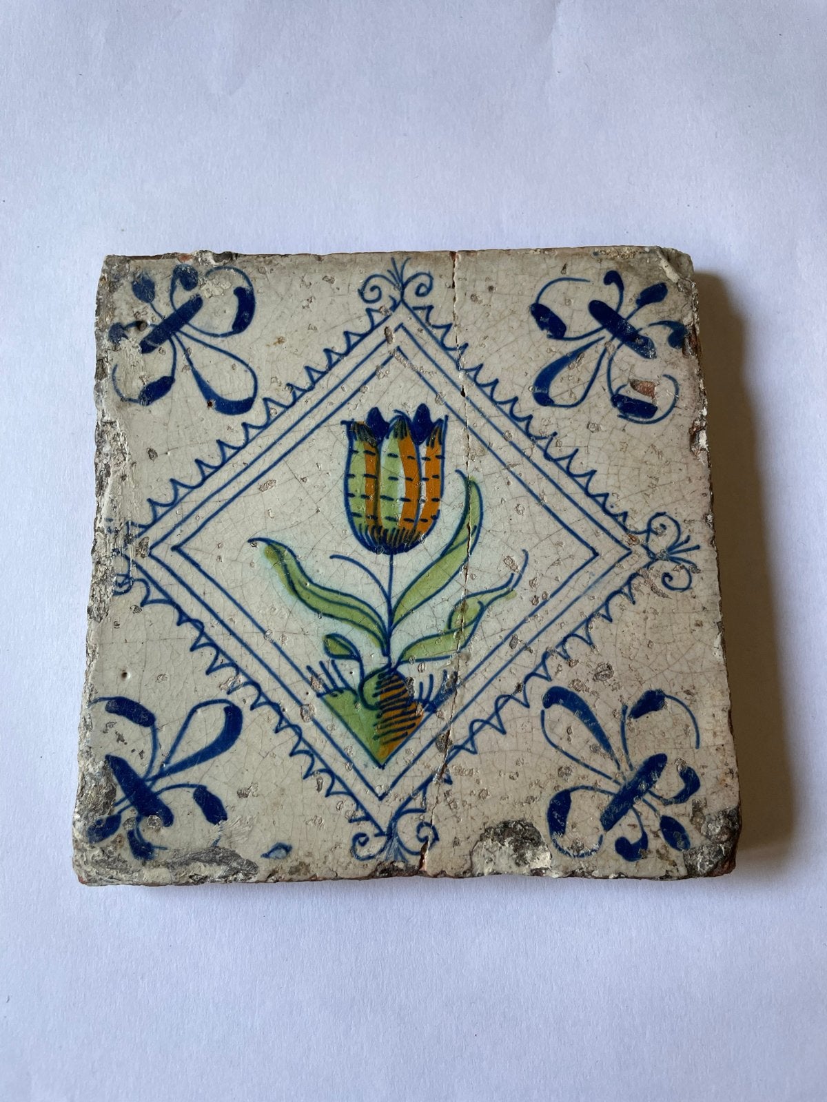 Antiek Delfts Blauw Tegeltje met Tulpmotief, Antiek en Kunst, Verzenden