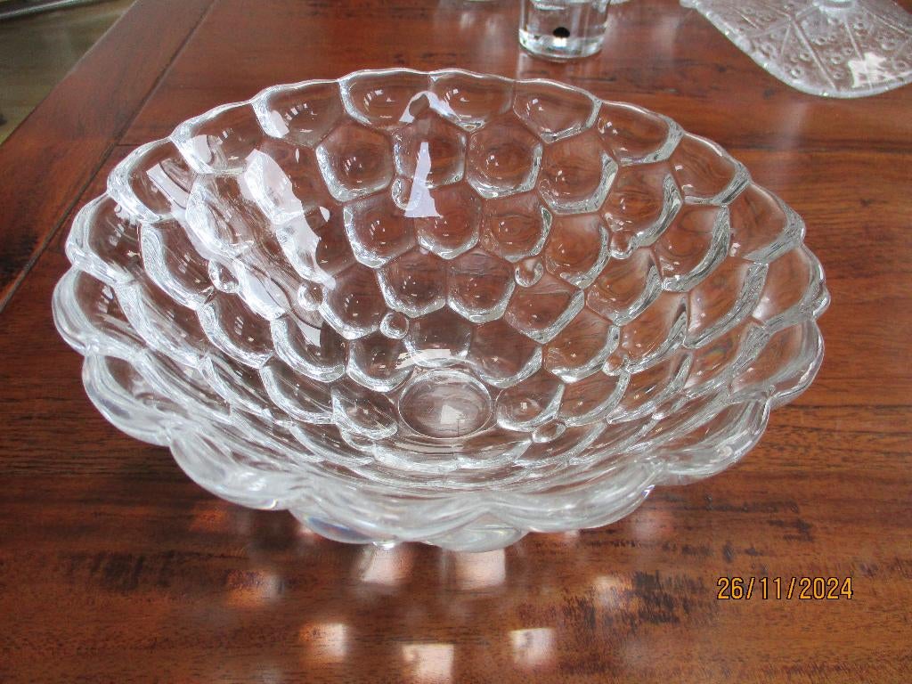 Örrefors - Raspberry - schaal/windlicht - Zweden, Schaal, Rond, Ophalen of Verzenden, Glas