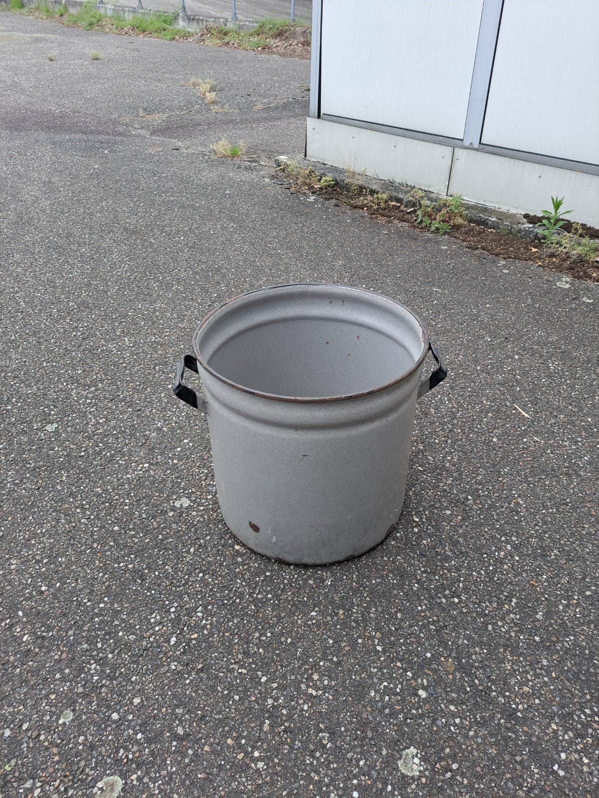 Vintage geëmailleerde pot met deksel - Grijs, Ophalen