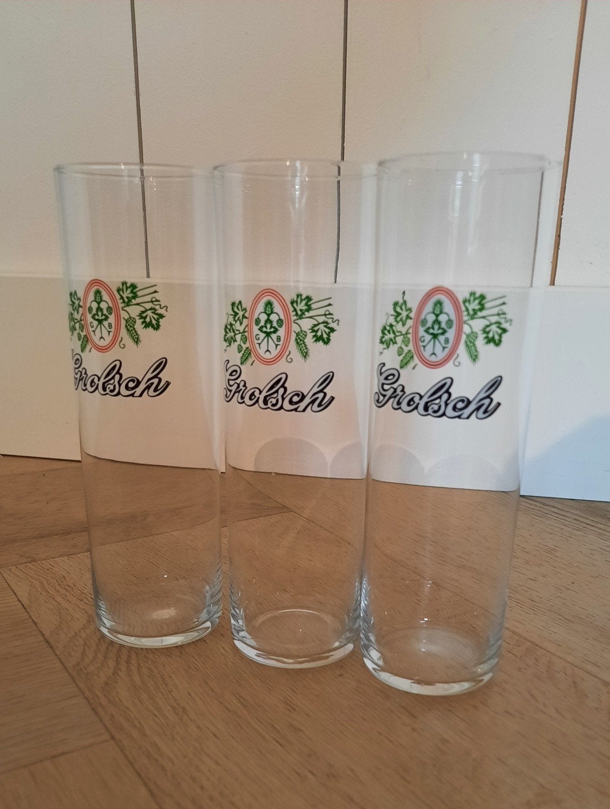 3 Grolsch bierglazen longdrinkglazen, Ophalen