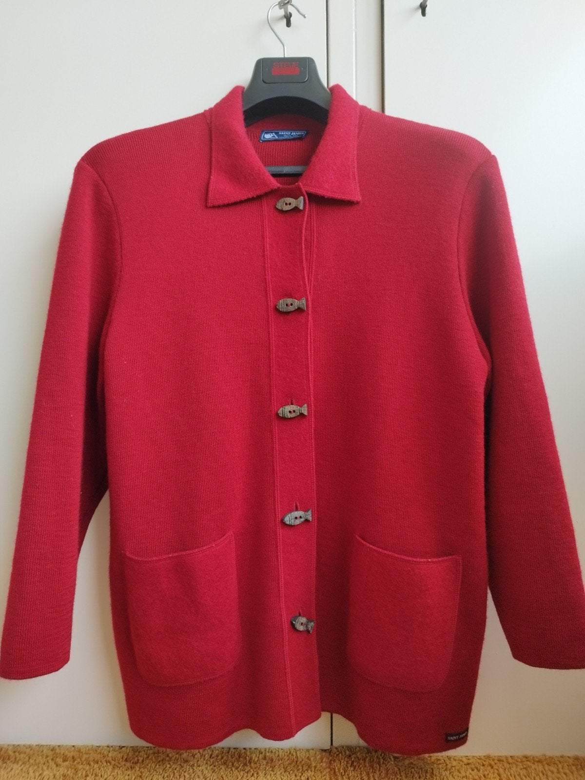 Saint James France 100% Wol langer vest XL Rood, Maat 46/48 (XL) of groter, Zo goed als nieuw, Rood, Saint James