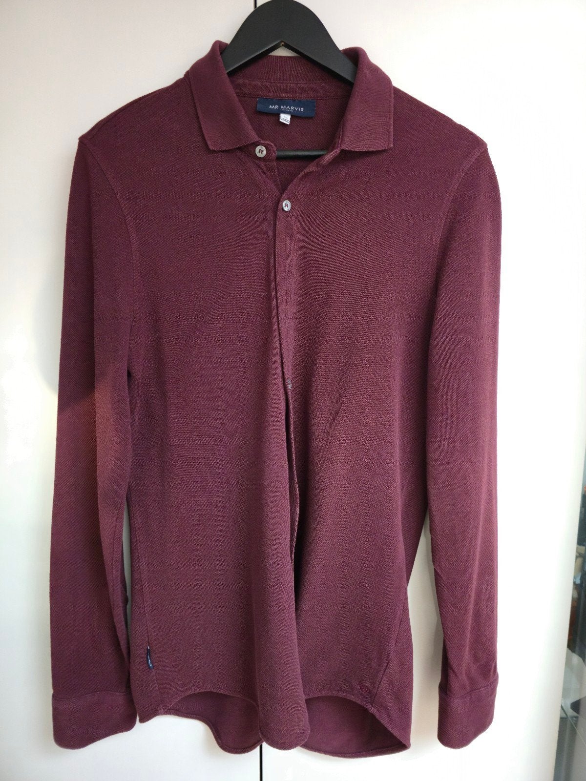 Mr Marvis 'The Piqué Shirt' - Maat M - Bordeauxrood, Rood, Halswijdte 39/40 (M), Ophalen of Verzenden, Mr Marvis