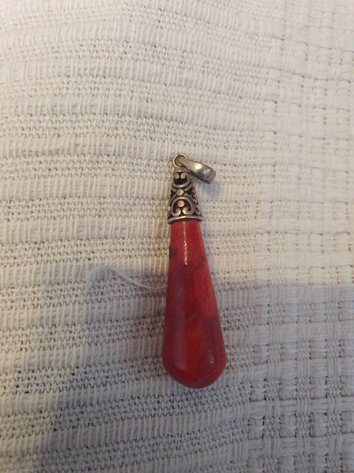 Rode Koraal Hanger met Zilveren Kapje, Ophalen of Verzenden