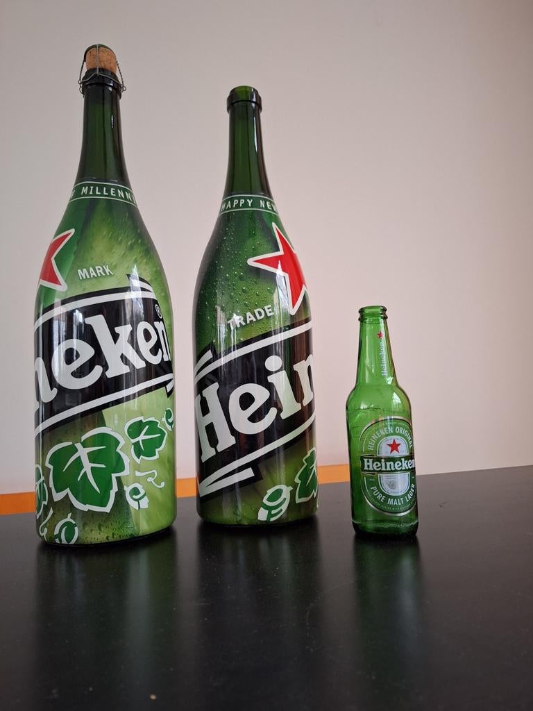 2. Heineken 2 x 3 literfles, Verzamelen, Biermerken, Ophalen of Verzenden, Flesje(s), Heineken