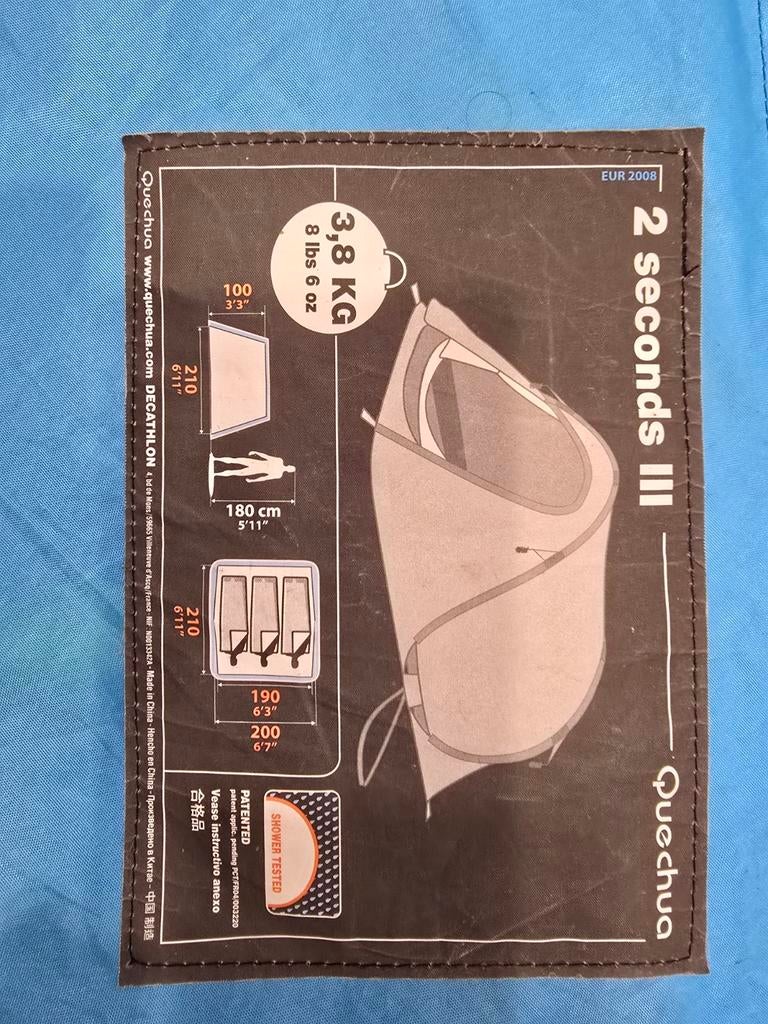 Quechua 2 Seconds III Pop-up Tent - 3 Personen, Ophalen of Verzenden, Gebruikt, Tot en met 3