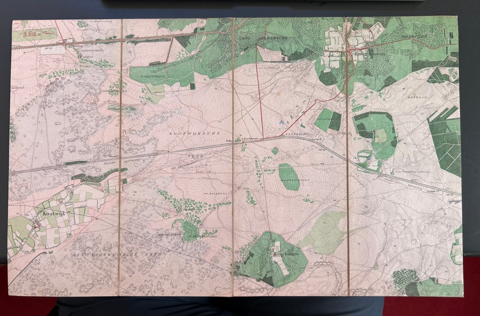 Stafkaart Hoog Buurlo 1886 met Hoog Soeren, Kootwijk, Ophalen of Verzenden, 1800 tot 2000, Nederland, Landkaart