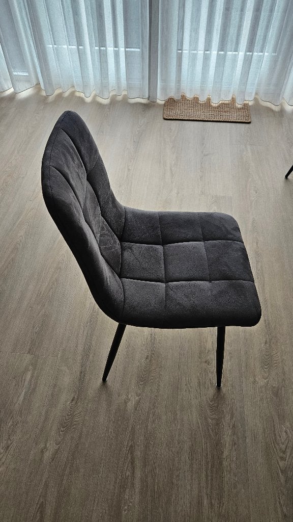 Set van 4 donkergrijze eetkamerstoelen, Huis en Inrichting, Ophalen, Zo goed als nieuw, Vier, Stof