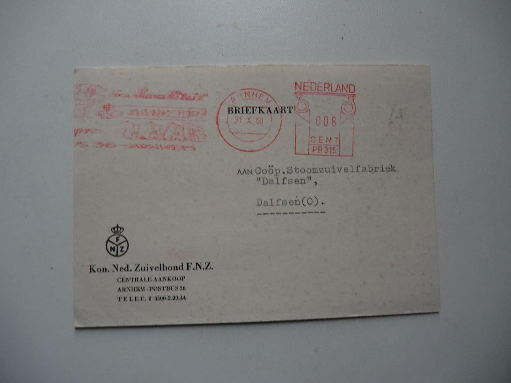 Dalfsen,Ommen,Arnhem,Coop Stoomzuivelfabriek,1960, Ophalen of Verzenden, 1940 tot 1960, Gelopen, Overijssel