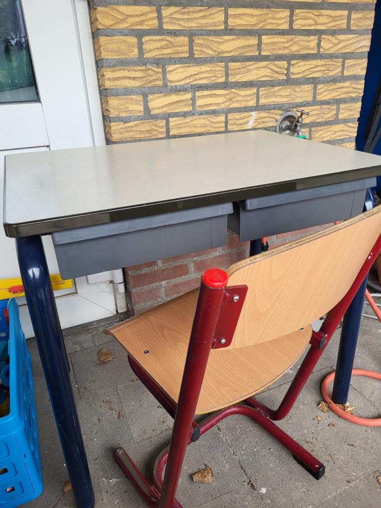 Schoolbankje met stoel - Ideaal voor thuisstudie, Ophalen of Verzenden, Gebruikt, Tafel(s) en Stoel(en)