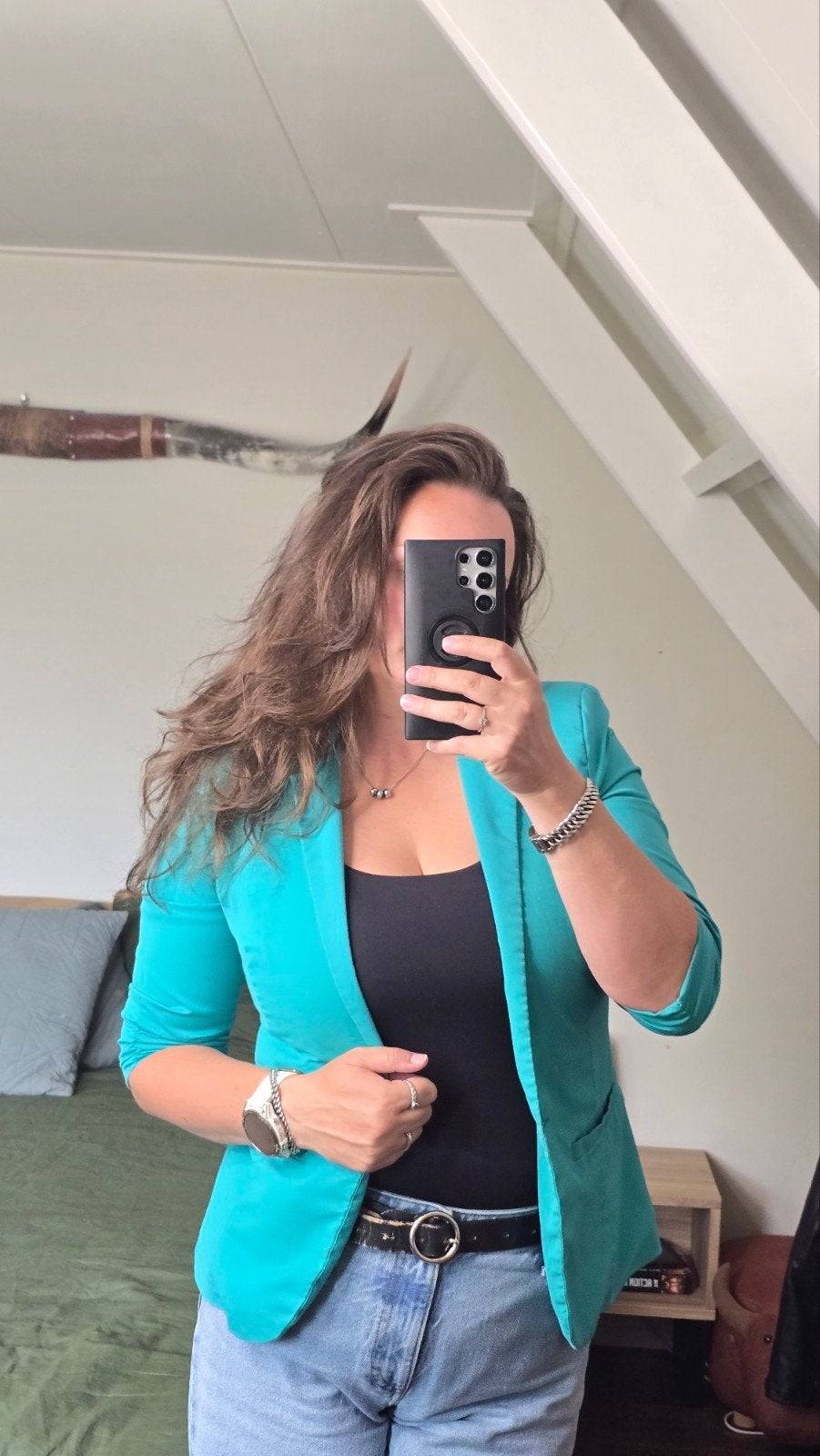 CL Essentials turquoise blazer maat M, Maat 38/40 (M), CL essentials, Ophalen of Verzenden, Zo goed als nieuw