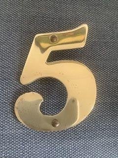 messing huisnummer 5, Ophalen, Zo goed als nieuw, Letters en cijfers, Geschikt voor buiten