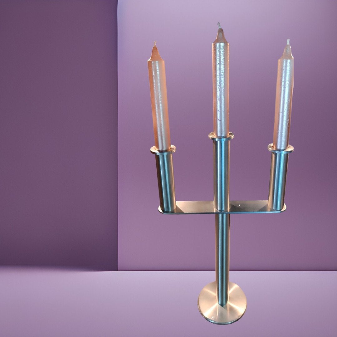 Design Kandelaar Auerhahn Tube – Mat Geborsteld RVS, Ophalen of Verzenden, Zo goed als nieuw, Metaal, Kandelaar