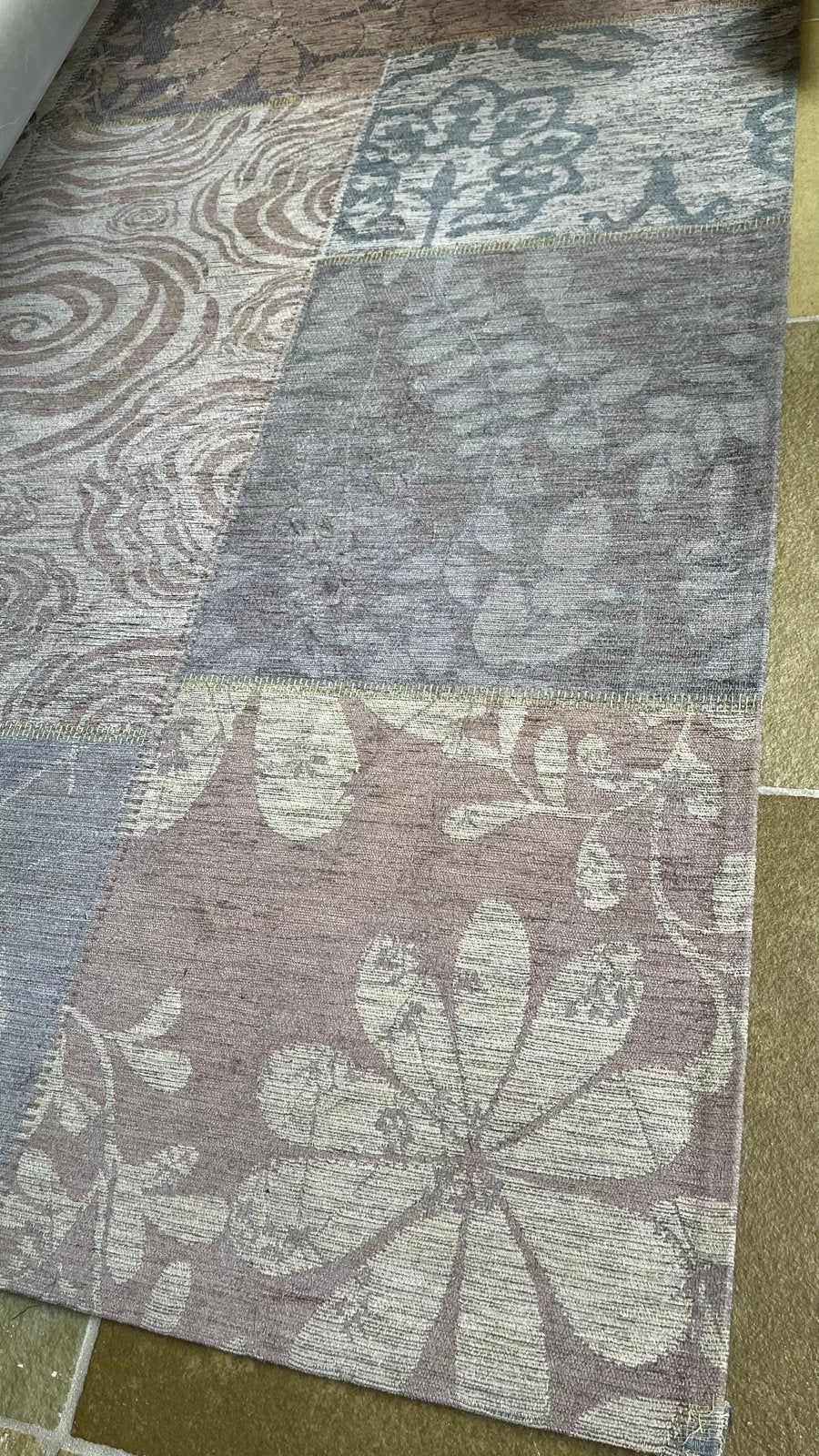 Vloerkleed met patchwork design 154x225 cm, Ophalen, Gebruikt, Bruin, 150 tot 200 cm