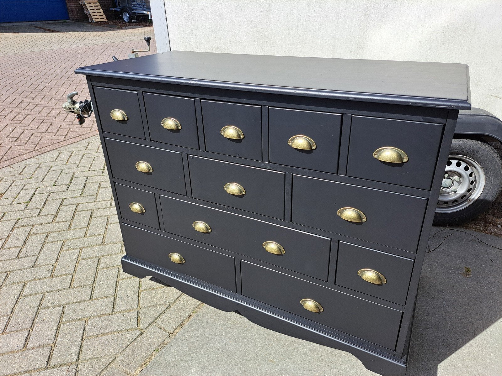 Matzwarte ladekast commode refurbished, Ophalen, RoDeKo Volendam, R.kooij65@gmail.com, Gebruikt