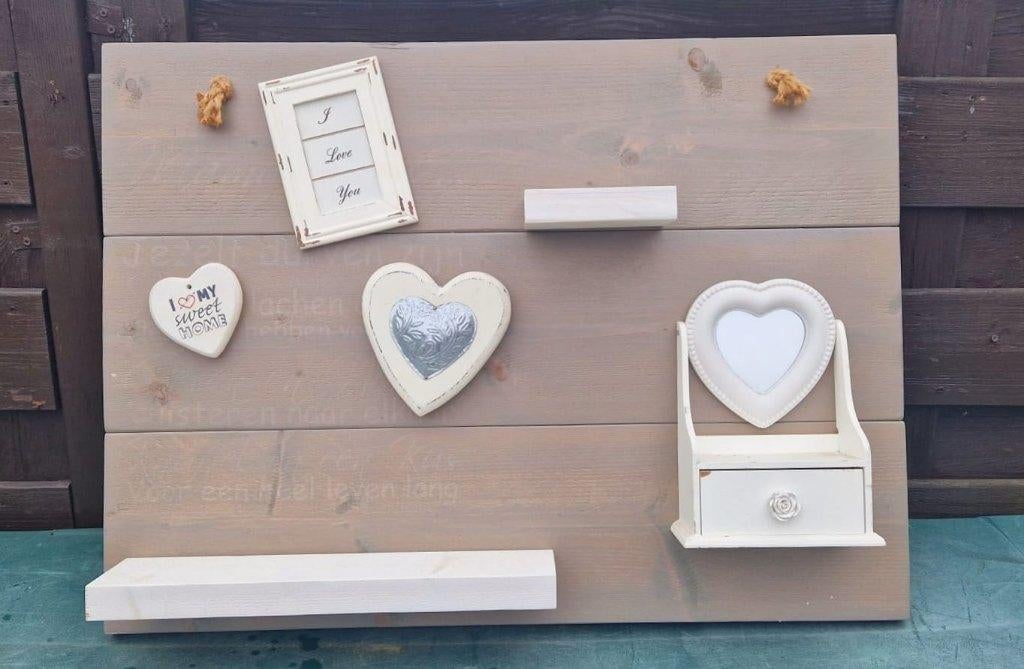 wandbord steigerhout 60x80 cm taupe creme, Huis en Inrichting, Woonaccessoires | Wanddecoraties, Ophalen, Gebruikt, Hout, 60 cm